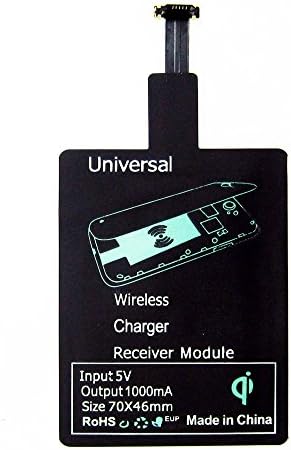 Wireless Charging Receiver Ultra-thin Qi Universal Wireless Charger Module for Android Smartphones with Standard Micro-USB Receptacle connector (Narrow Side Upwards, Wide Side Downwards)