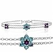 White Gold Multi-Color Semi Precious Stone Bracelet