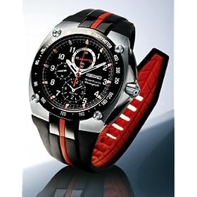 Seiko Men's SNAE07 Polyurethane Quartz Watch with Black Dial