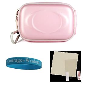 Pink Slim Version Kroo Eva Carrying case with Wristband and screen guard for Canon PowerShot SD1200 IS, PowerShot SD970 IS, PowerShot SD960 IS, PowerShot SD780 IS, PowerShot SD950 IS, PowerShot SD890 IS