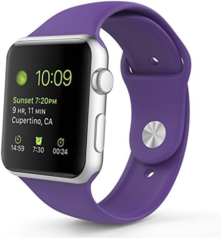 Apple Watch Band, HBBRO Soft Silicone Fitness Replacement Sport Band for 38mm Apple Watch All Models,Purple (3 Pieces of Bands Included for 2 Lengths)