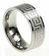 316L Stainless Steel ring with laser-cut design and combination of matte and shiny polish - Width: 8mm (Sizes 8-13)stone - Width: 7mm (Sizes 8-12)