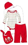 Babygear Baby/Infant My First Christmas 4 Piece Onsie/Pant/Hat/Bib Set (3-6 Months)