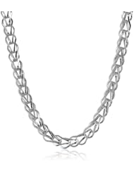 Italian Sterling Silver Rhodium Plated Flat Spiga Necklace