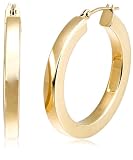 14k Yellow Gold 25mm Tube Hoop Earrings
