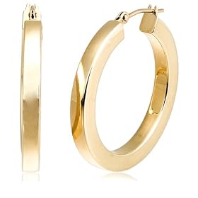 14k Yellow Gold 25mm Tube Hoop Earrings by Amazon.com Collection
