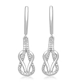 10k White Gold Love Knot Diamond Dangle Earrings (1/4 cttw, I-J Color, I2-I3 Clarity)