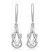 10k White Gold Love Knot Diamond Dangle Earrings