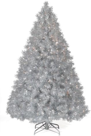 4 ft. Silver Tinsel Artificial Christmas Tree - clear lights