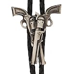 Pewter Crossed Revolvers Southwestern Bolo Tie