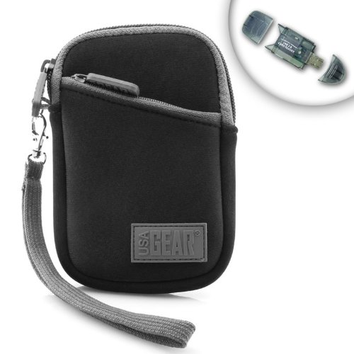 NEO-Cushion Portable Camera Case for Canon PowerShot SD1300IS / SX230HS / Elph 300HS and More Digital Cameras ** Includes USB 2.0 Thumbdrive SD Card Reader **