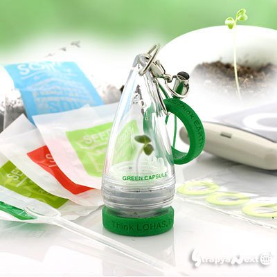【GREEN★CAPSULE】世界で一番小さな菜園☆モバイルガーデニング携帯ストラップ「グリーンカプセル」