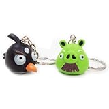 ANGRY BIRDS KEY CHAIN SET -BLACK BIRD & PIG-