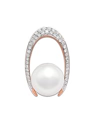 South Sea White Pearl Pendant with Diamonds in 14K Rose Gold (11-12mm)