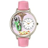 Whimsical Watches Women's U0620031 Unisex Silver Nurse 2 Pink Leather And Silvertone Watch