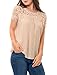 Allegra K Women's Lace Panel Upper Semi Sheer Yoke Short Sleeves Blouse XL Pink