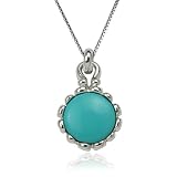 Sterling Silver Lab Created Turquoise Pendant, 18