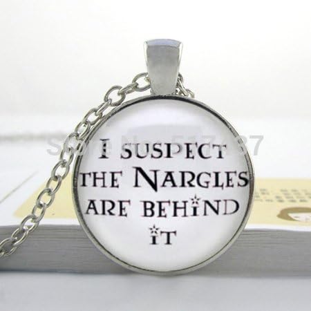 Lawrence Painting Art Glass Dome Luna Lovegood Necklace 'I Suspect The Nargles Are Behind It' Harry Potter Necklace Glass Picture Pendant