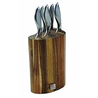 Richardson Sheffield 5-Piece Forme Knife Set with Heart Shape Wood Block, Dark Wood