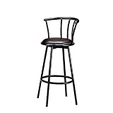 Set of 2 Satin Black Finish Metal Swivel Bar Stool