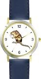 Brown Mouse Animal - WATCHBUDDY&reg; DELUXE TWO-TONE THEME WATCH - Arabic Numbers - Blue Leather Strap-Size-Children's Size-Small ( Boy's Size & Girl's Size )