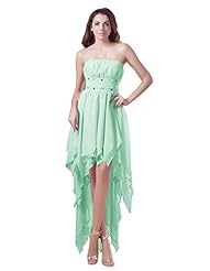 Strapless  Backless Lace High-Low-Hem Bridesmaid Dress/Prom Dress  With Ruffles