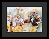 Brett Favre (With Football) Sports Framed & Matted Poster Print - 16" X 20"