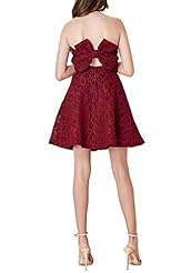 Strapless Cutout Lace  Mesh Polyester Fall Party Dress  With a Bow(s)