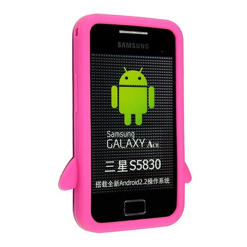 PINK COLOUR CUTE PENGUIN SILICONE PROTECTION CASE COVER FOR SAMSUNG GALAXY ACE S5830