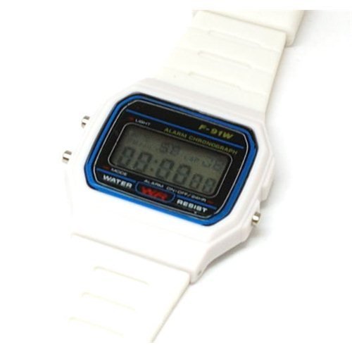 White Digital Sports Plastic Strap Watch