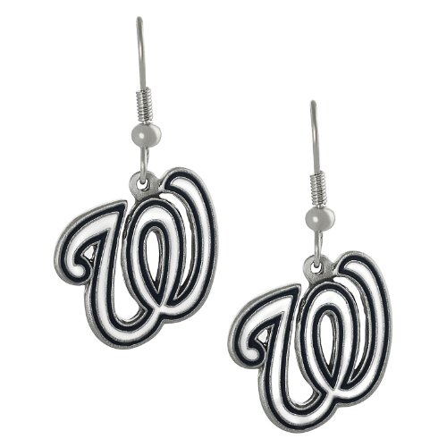 Silvertone Washington Nationals Dangle Earrings