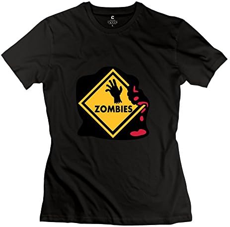 Niken Women Zombies Short Sleeve Crew Neck T Shirt Black Medium