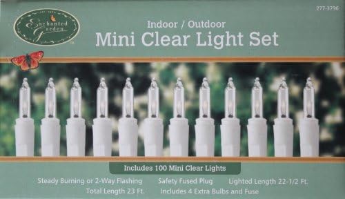 Indoor / Outdoor Mini Clear String Light Set with 100 Mini Lights on White Wire for Weddings, Patios, Decoration