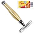 Parker 48R "Gold Tone" Heavyweight Double Edge Safety Razor & 10 Shark Super Chrome Double Edge Blades