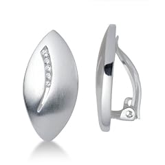 Miore Damen-Ohrclip 925 Sterling-Silber matt mit Zirkonia MSM033E