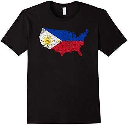 Men's America for Philippines Filipino Pride Flag Heritage T-Shirt XL Black