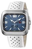 Gucci G Coupe Quartz Blue Dial Leather Strap Mens Watch YA131304