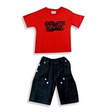 Mish Boys - Toddler Boys Short Sleeve Short Set, Red Charcoal