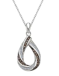 .25 ctw Chocolate Cognac Brown Diamond Necklace .925 Sterling Silver