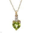 Heart Necklace With 0.90ctw Precious Stones - Genuine Peridot and Topazes Made in Yellow Gold Length 18in