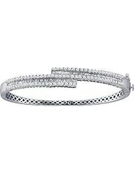 14K White Gold 1.50CT Round Cut Diamond Fashion Bangle
