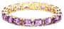 Yellow Gold Plated Sterling Silver Amethyst Rectangular-Cut Bracelet, 7.25"