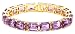 Sporting Goods : Yellow Gold Overlay Sterling Silver Amethyst Rectangular-Cut Bracelet, 7.25"