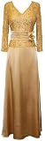 Mother Of The Bride Formal Wedding Party Gown Beaded Lace  Satin MOB Dress XL Gold