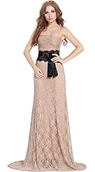 Sexy Strapless Lace Belted Cocktail Summer Evening Dress/Party Dress/Maxi Dress 