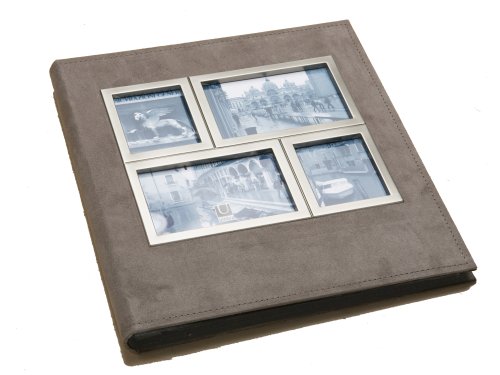 Umbra Horizon 4-Inch-by-6-Inch 5-Opening Photo Album, Mushroom and Nickel