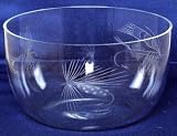 Individually Hand Etched Fishing Fly Large Glass Salad Bowl 4.5"H 8"D