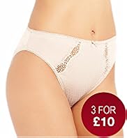 Cotton Rich Chanty Lace High Leg Knickers with Modal