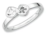 Stackable Expressions Sterling Silver Db Cushion Cut White Topaz Stackable Ring