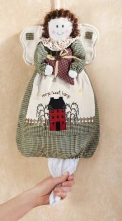 Whimsical Primitive Country Angel Plastic Grocery Recycling Bag Holder Kitchen Decor Accent Wall Hanging Bags...